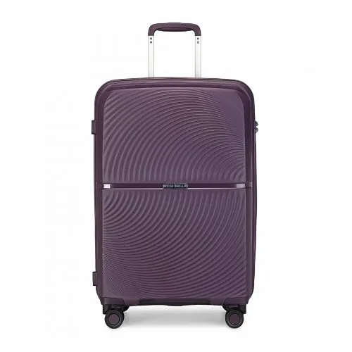 British Traveller 3 Piece Set - Spinner Hard Shell Luggage with TSA Lock - Purple