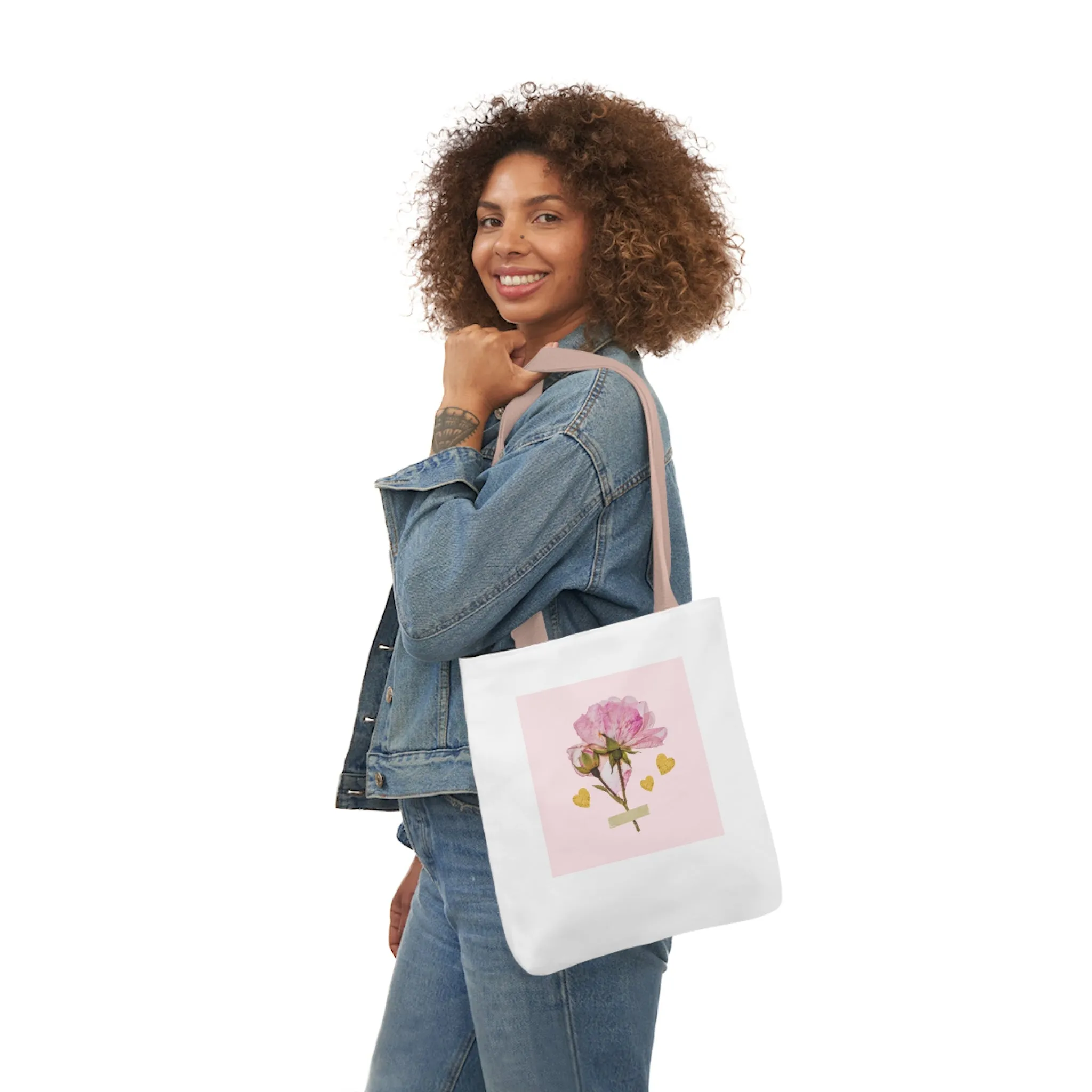 Chic Floral Canvas Tote Bag with Colorful Straps - Perfect for Everyday Use