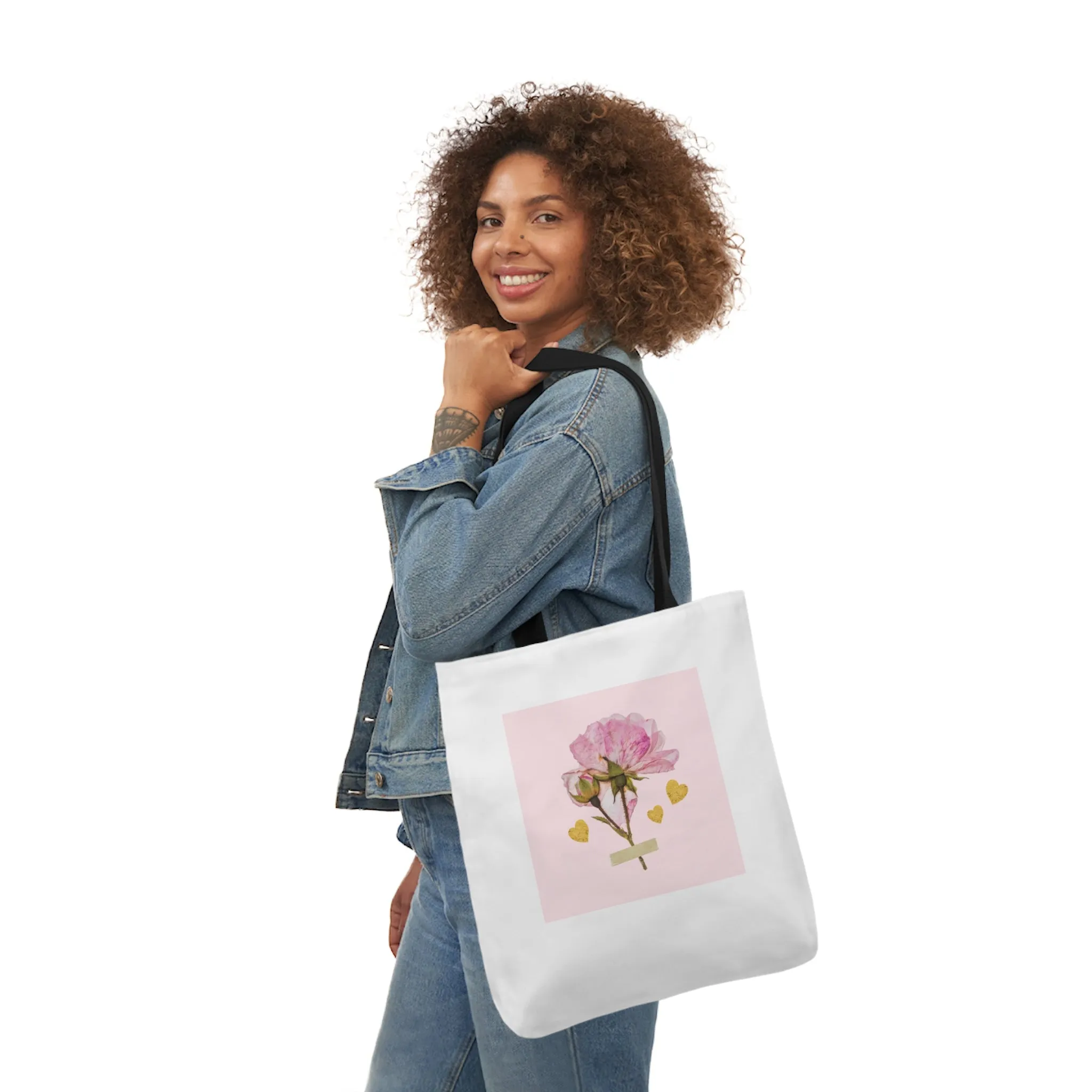 Chic Floral Canvas Tote Bag with Colorful Straps - Perfect for Everyday Use