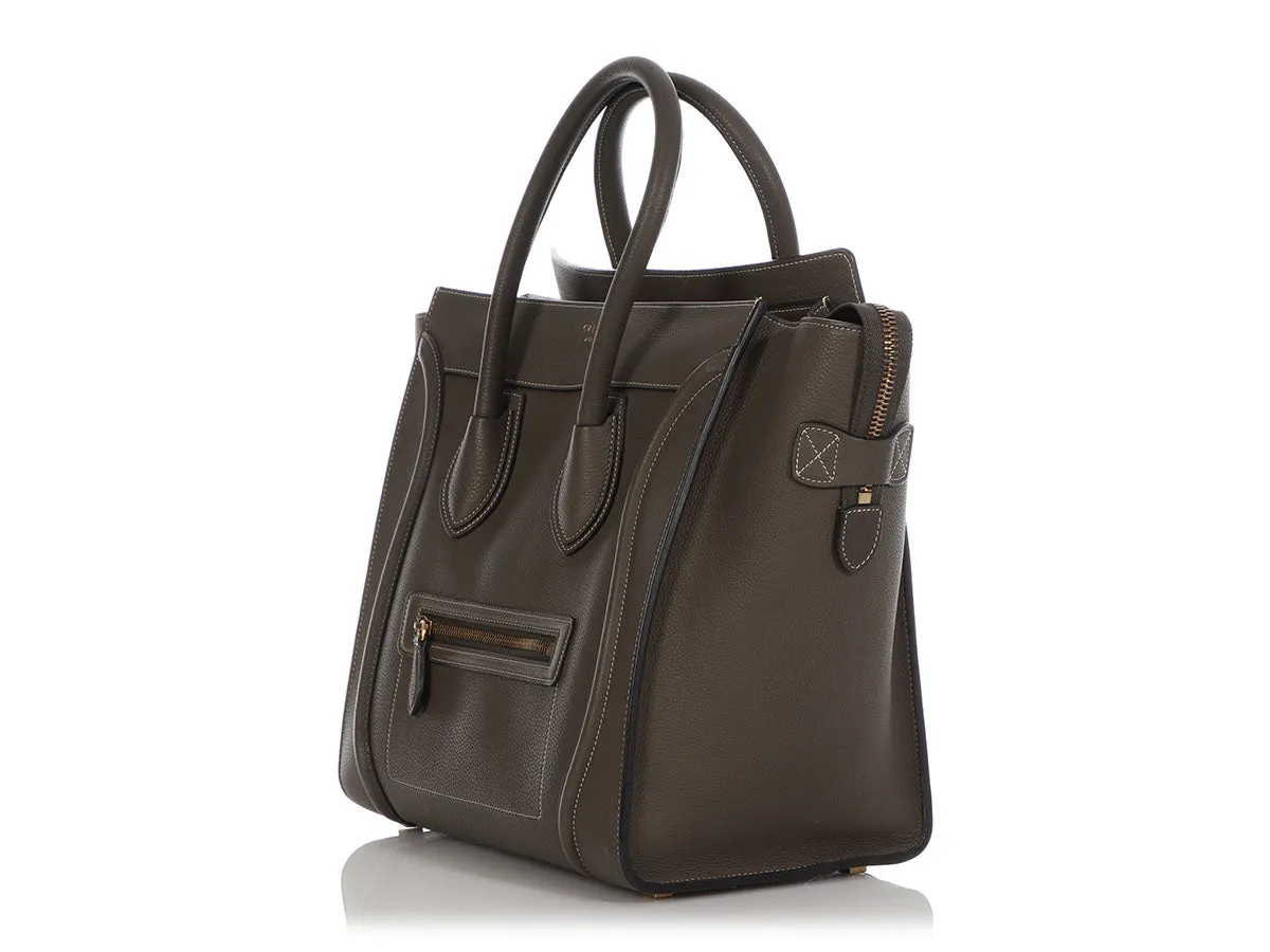 Céline Stone Baby Drummed Calfskin Mini Luggage