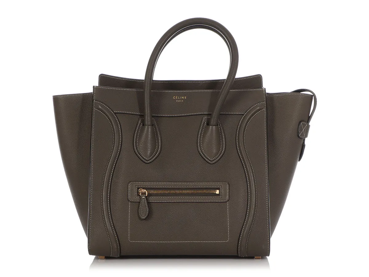 Céline Stone Baby Drummed Calfskin Mini Luggage