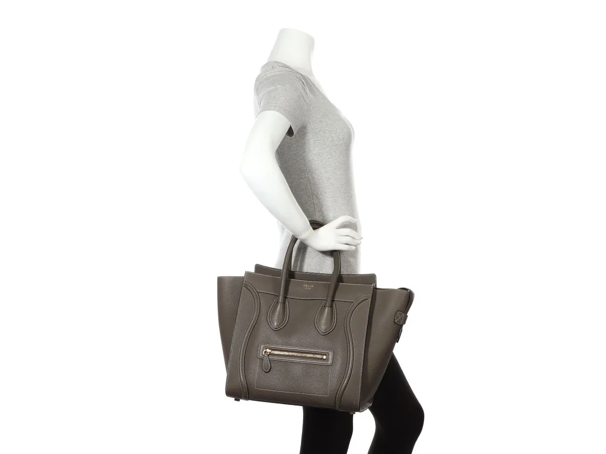 Céline Stone Baby Drummed Calfskin Mini Luggage
