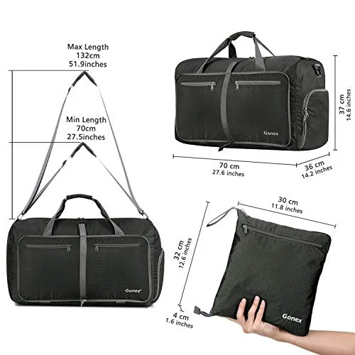 Gonex 80L Packable Travel Duffle Bag, Large Lightweight Luggage Duffel (Gray)