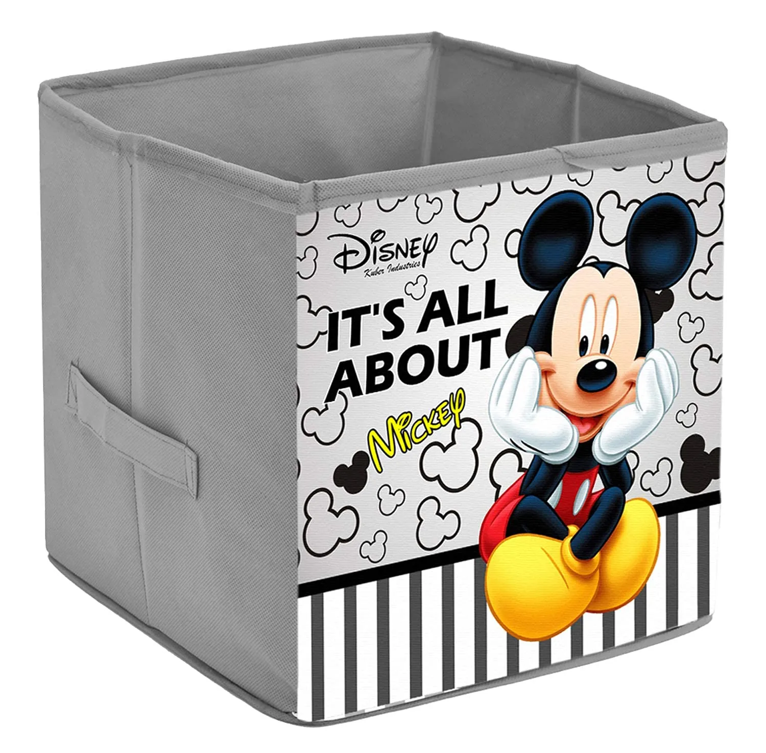Heart Home Disney Mickey Printed Multipurposes Storage Box/Organizer With Handles- Pack of 3 (Grey) -HS43HEARTH26275