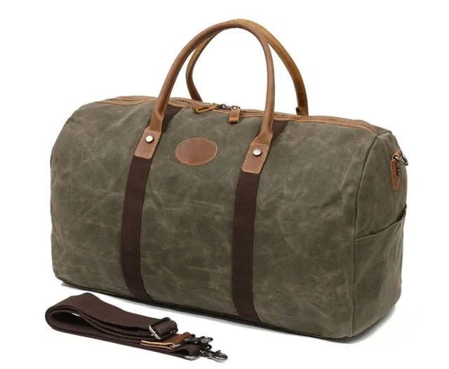 Men'S Travel Bags Luggage Duffel Bag Waterproof Canvas Overnight Bag Leather Weekend Oversized