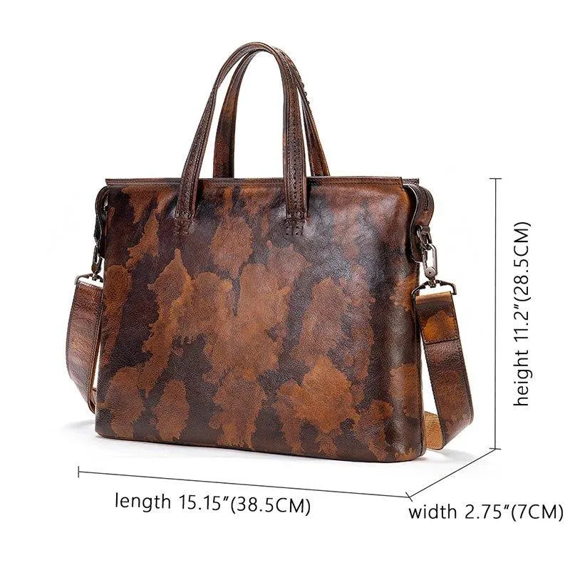 Woosir Vintage Luxury Leather Briefcase for Men
